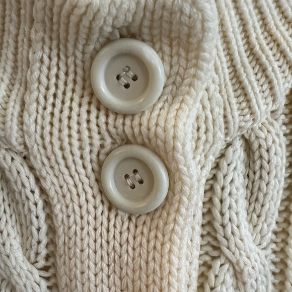 Vintage Sears Cream Long Button Front Cardigan with Pockets High Collar/Large - Picture 7 of 11